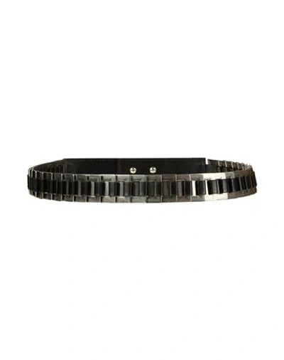 Alberta Ferretti Woman Belt Black Size M Leather, Metal In Gray