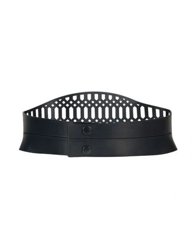 Alberta Ferretti Woman Belt Midnight Blue Size L Leather In Black