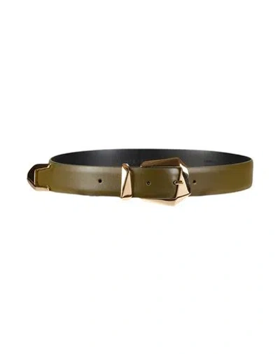 Alberta Ferretti Woman Belt Military Green Size M Leather
