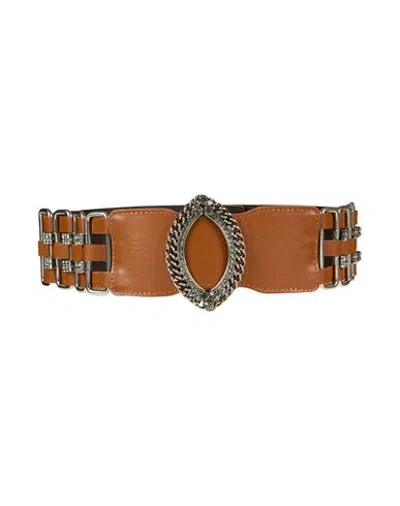 Alberta Ferretti Woman Belt Tan Size S Leather, Metal In Brown