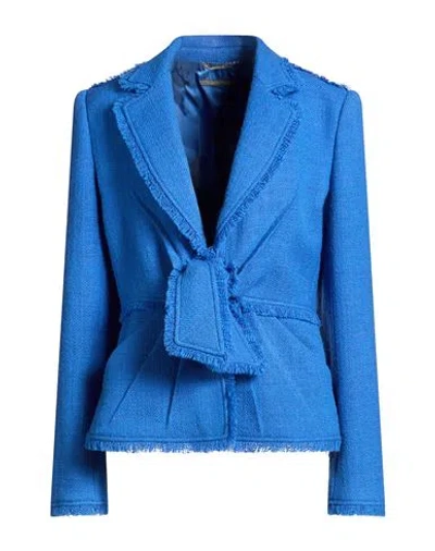 Alberta Ferretti Woman Blazer Azure Size 8 Virgin Wool, Polyamide In Blue