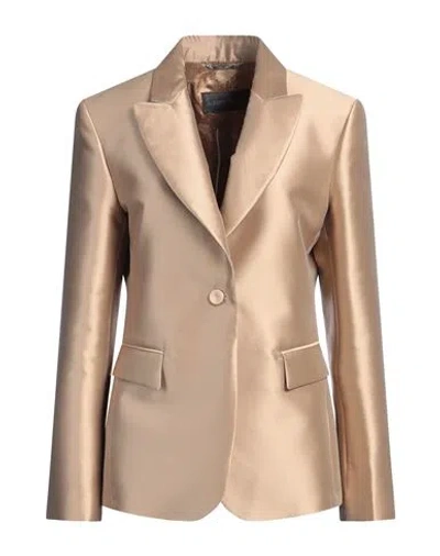 Alberta Ferretti Mikado Single Breast Blazer In Beige