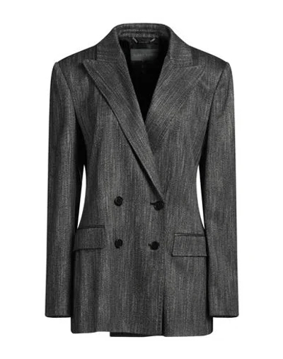 Alberta Ferretti Woman Blazer Black Size 10 Viscose In Grey