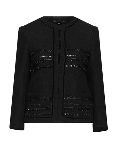 Alberta Ferretti Woman Blazer Black Size 2 Cotton, Acrylic, Polyester, Polyamide, Glass