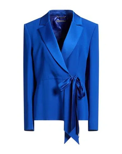Alberta Ferretti Woman Blazer Bright Blue Size 12 Acetate, Viscose