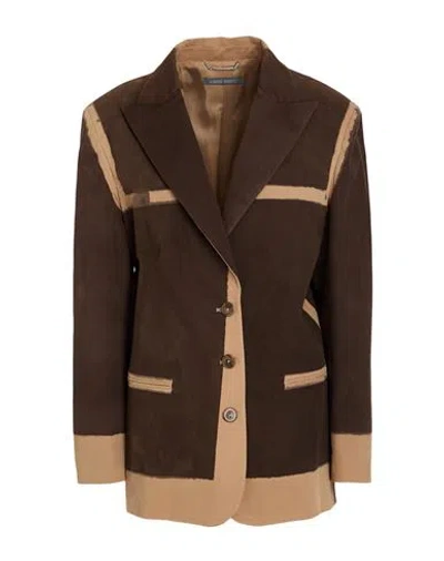 Alberta Ferretti Woman Blazer Brown Size 8 Cotton, Elastane