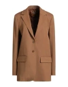 Alberta Ferretti Woman Blazer Camel Size 10 Virgin Wool, Elastane In Black