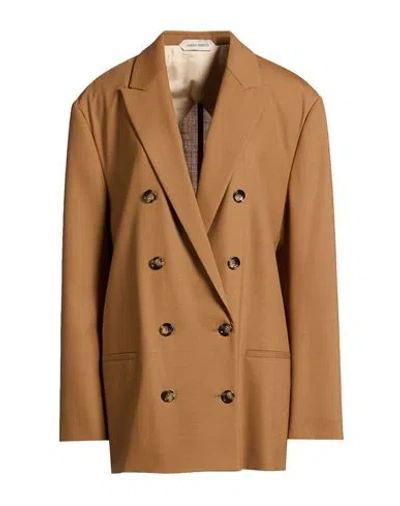 Alberta Ferretti Woman Blazer Camel Size 6 Polyester, Wool, Elastane In Multi