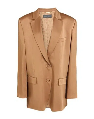 Alberta Ferretti Woman Blazer Camel Size 8 Acetate, Silk In Brown