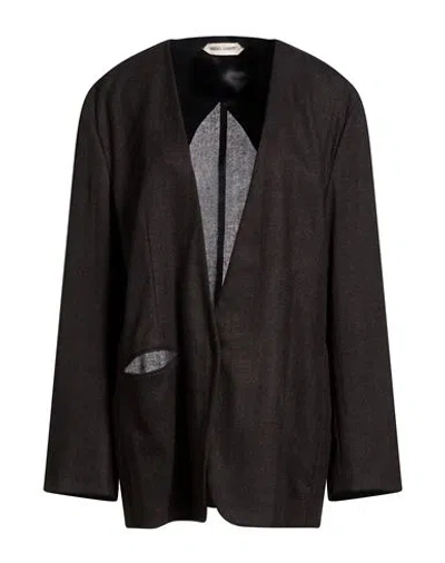 Alberta Ferretti Woman Blazer Charcoal Size 10 Virgin Wool In Brown