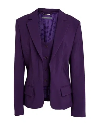 Alberta Ferretti Woman Blazer Dark Purple Size 8 Virgin Wool, Elastane