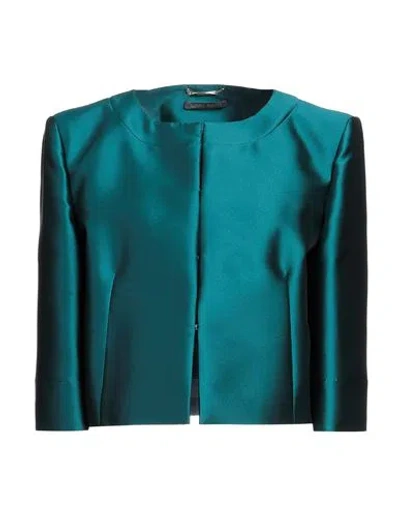 Alberta Ferretti Woman Blazer Deep Jade Size 12 Polyester, Silk In Green