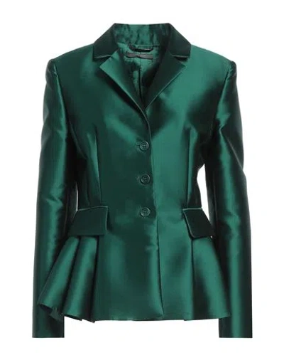 Alberta Ferretti Woman Blazer Emerald Green Size 6 Polyester, Silk