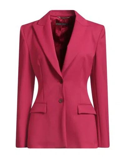 Alberta Ferretti Woman Blazer Fuchsia Size 8 Virgin Wool, Elastane In Red