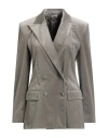 Alberta Ferretti Woman Blazer Grey Size 4 Cotton, Elastane In Gray