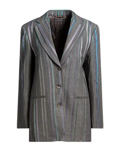 Alberta Ferretti Woman Blazer Grey Size 4 Viscose, Polyester, Virgin Wool In Gray