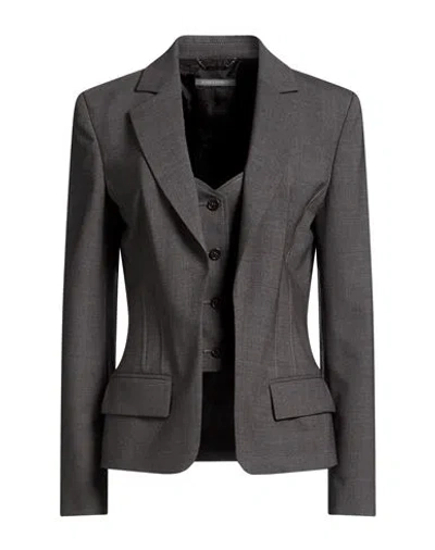 Alberta Ferretti Woman Blazer Grey Size 8 Virgin Wool, Elastane In Gray