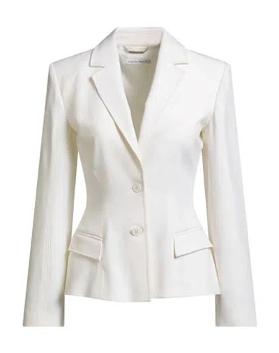 Alberta Ferretti Woman Blazer Ivory Size 4 Virgin Wool, Polyamide, Elastane In White