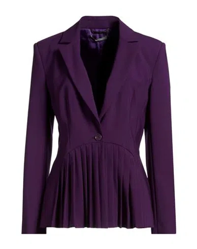 Alberta Ferretti Woman Blazer Purple Size 2 Virgin Wool, Elastane
