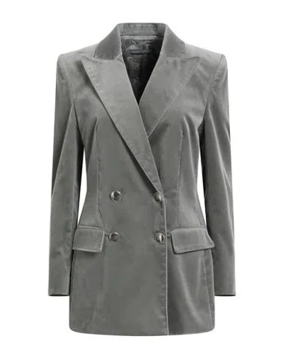 Alberta Ferretti Woman Blazer Sage Green Size 10 Cotton, Elastane In Gray