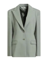 Alberta Ferretti Woman Blazer Sage Green Size 10 Virgin Wool, Elastane