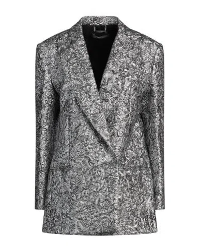 Alberta Ferretti Woman Blazer Silver Size 8 Polyester, Polyamide, Metallic Fiber, Silk