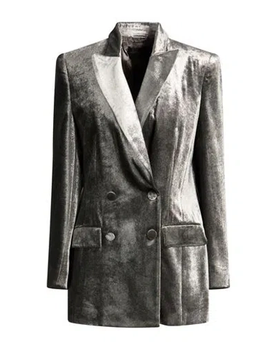 Alberta Ferretti Woman Blazer Silver Size 8 Viscose, Silk