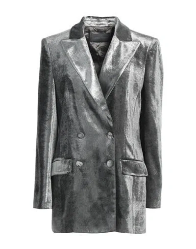 Alberta Ferretti Woman Blazer Silver Size 8 Viscose, Silk