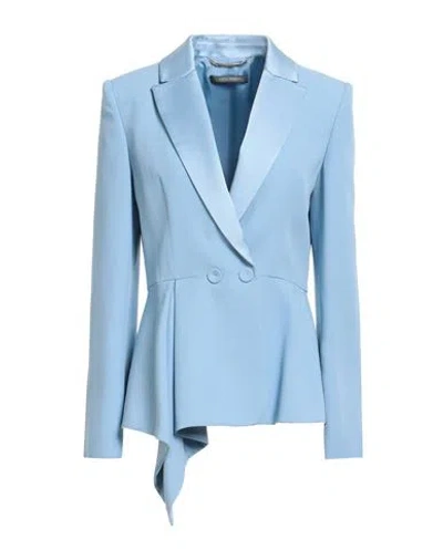 Alberta Ferretti Woman Blazer Sky Blue Size 10 Acetate, Viscose