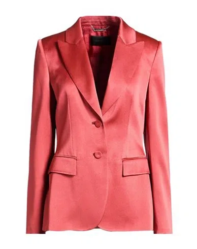 Alberta Ferretti Woman Blazer Tomato Red Size 8 Acetate, Silk