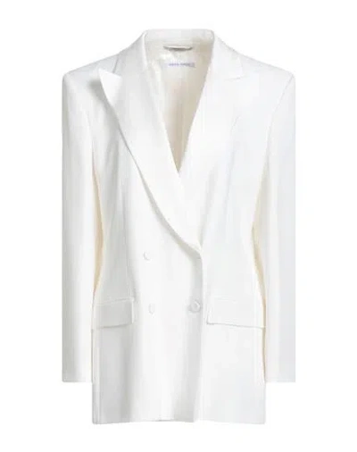 Alberta Ferretti Woman Blazer White Size 10 Acetate, Viscose