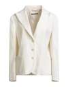 Alberta Ferretti Woman Blazer White Size 10 Linen, Viscose, Elastane In Neutral