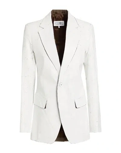 Alberta Ferretti Woman Blazer White Size 8 Polyester, Virgin Wool, Elastane