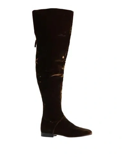 Alberta Ferretti Woman Boot Brown Size 8 Textile Fibers