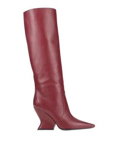 Alberta Ferretti Woman Boot Burgundy Size 7 Leather
