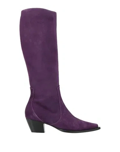 Alberta Ferretti Woman Boot Dark Purple Size 9 Leather
