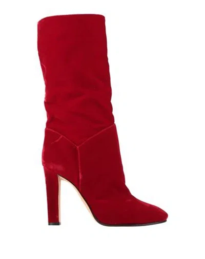Alberta Ferretti Woman Boot Red Size 10 Textile Fibers In Multi