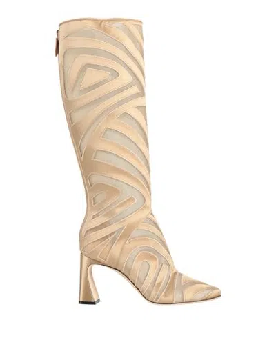 Alberta Ferretti Woman Boot Sand Size 9 Textile Fibers In Multi