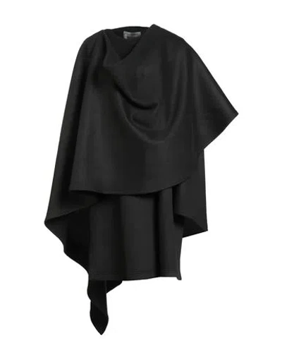 Alberta Ferretti Woman Cape Black Size 4 Virgin Wool, Cashmere