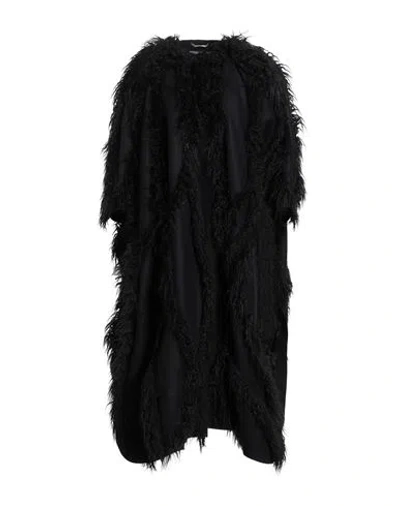 Alberta Ferretti Woman Cape Black Size S Wool, Polyamide, Modacrylic, Polyester