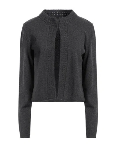 Alberta Ferretti Woman Cardigan Charcoal Size 8 Virgin Wool, Cashmere In Grey