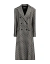 Alberta Ferretti Embroidered Double Breasted Coat With Flap Pockets In Black