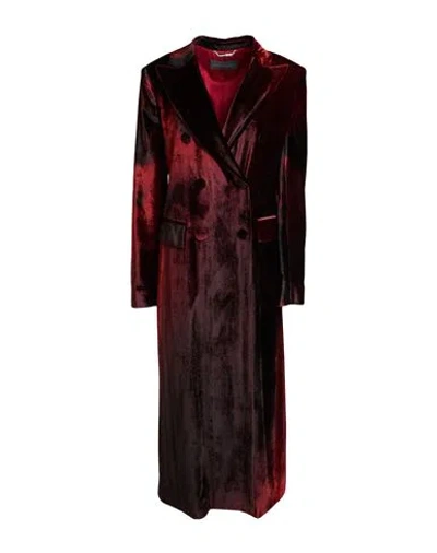 Alberta Ferretti Woman Coat Burgundy Size 6 Viscose, Silk