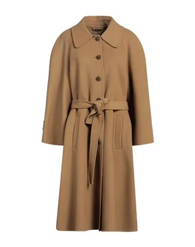 Alberta Ferretti Woman Coat Camel Size 10 Virgin Wool In Beige