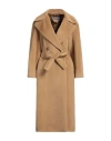 Alberta Ferretti Woman Coat Camel Size 6 Alpaca Wool, Virgin Wool In Beige