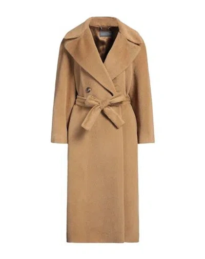 Alberta Ferretti Woman Coat Camel Size 6 Alpaca Wool, Virgin Wool In Beige
