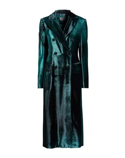Alberta Ferretti Woman Coat Dark Green Size 4 Viscose, Silk