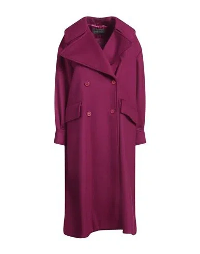 Alberta Ferretti Woman Coat Magenta Size 2 Wool, Cashmere, Silk