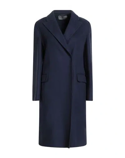 Alberta Ferretti Woman Coat Navy Size 4 Virgin Wool In Blue