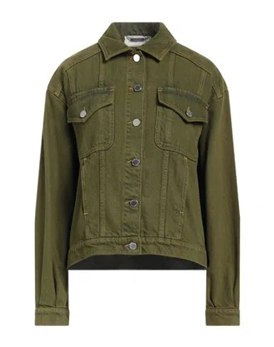Alberta Ferretti Woman Denim Outerwear Military Green Size 10 Cotton